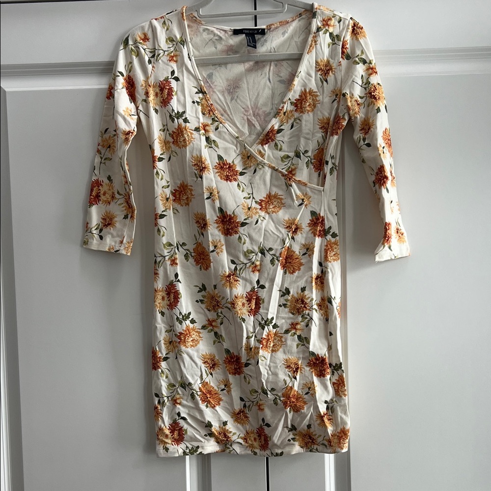 Forever 21 Cream and Orange Floral Top
